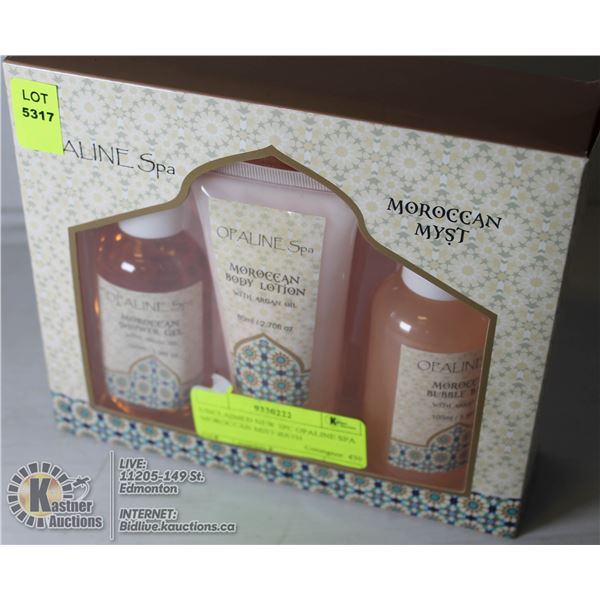 UNCLAIMED NEW 3PC OPALINE SPA MOROCCAN MIST BATH SET