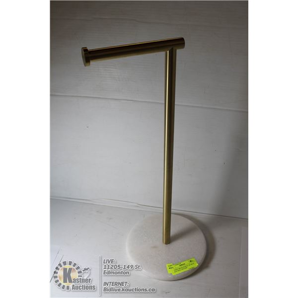 BRUSHED BRASS & REAL QUARTZ TISSUE ROLL HOLDER