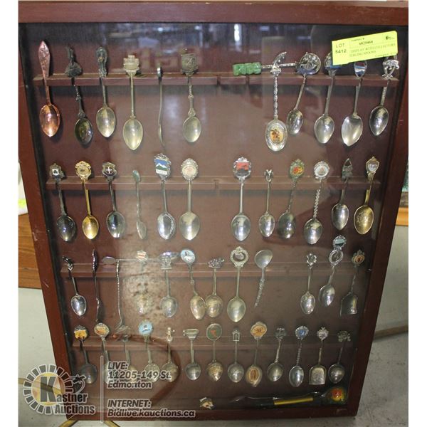 LARGE DISPLAY WITH COLLECTORS AND STERLING SPOONS