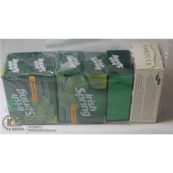 BAG OF IRISH SPRING SOAP NEW BARS ALSO INCLUDES ONE LAVENDER SOAP