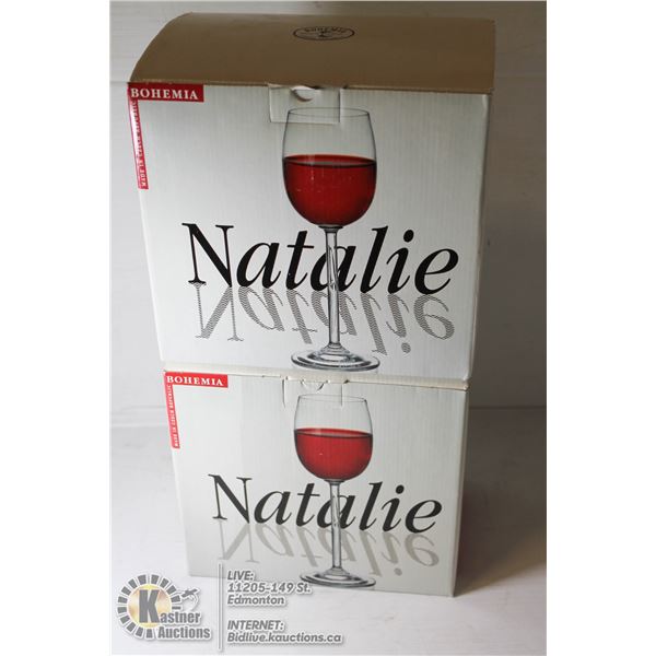 2 BOXES OF 6 BOHEMIAN CRYSTAL WINE GLASSES