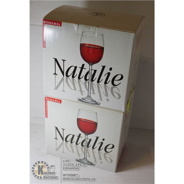 2 BOXES OF 6 BOHEMIAN CRYSTAL WINE GLASSES