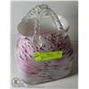 Image 1 : PINK ART GLASS PURSE VARIOUS PINKS AND PURPLES IN ART GLASS PURSE
