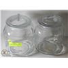Image 1 : PAIR OF LARGE GLASS COOKIE JARS 12 INCHES TALL, SEALING LID
