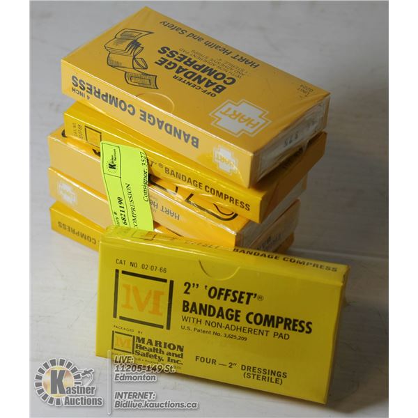 BIN OF NEW COMPRESSION BANDAGES 4 INCH OFFSET BANDAGES