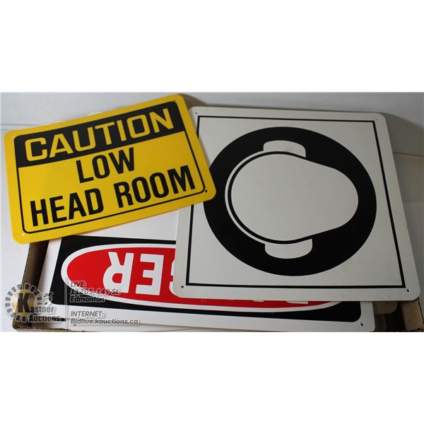 LOT OF 24 CAUTION/WARNING/DANGER  SIGNS . 10" X 14" RIGID POLYETHYLENE PLASTIC; EXPLOSIVES, PILELINE