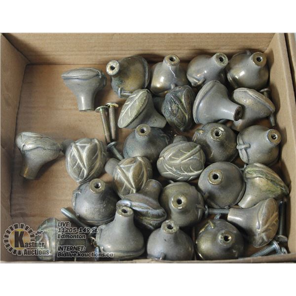 26 VINTAGE BRUSHED BRASS KNOBS