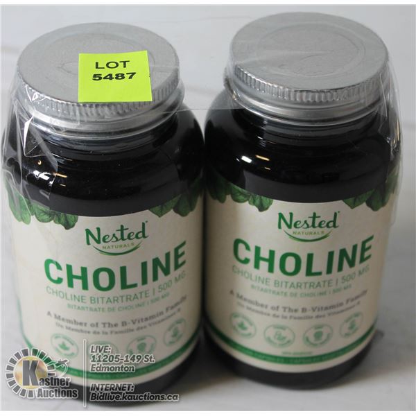 2 BOTTLES OF CHOLINE CAPSULES, 500ML EACH 90 PER BOTTLE