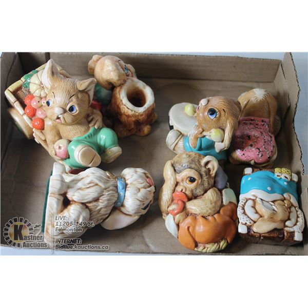 PENDELFIN, WOODLANDER, AND TINKER STONEWARE ORNAMENTALS.     BARROW BOY, BONGO, DODGER, POOCH, CRADL