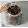 Image 1 : PENNIES IN A JAR. CONTENTS OF JAR IS OVER 6 POUNDS