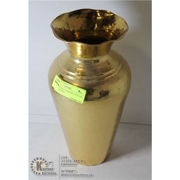TALL VINTAGE BRASS PLATED VASE MADE IN INDIA