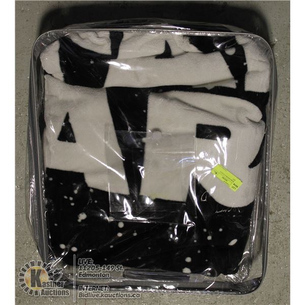 STAR WARS DOUBLE FLEECE BLANKET BLACK AND WHITE SUPER SOFT