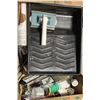 Image 1 : FLAT OF PAINTING SUPPLIES, INCLUDES BRUSHES, TRAYS, ROLLERS.