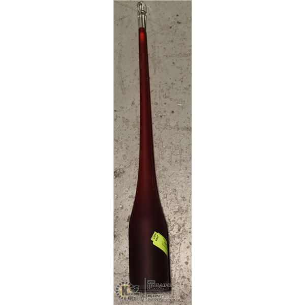 TALL RED GLASS BOTTLE  (24"H)