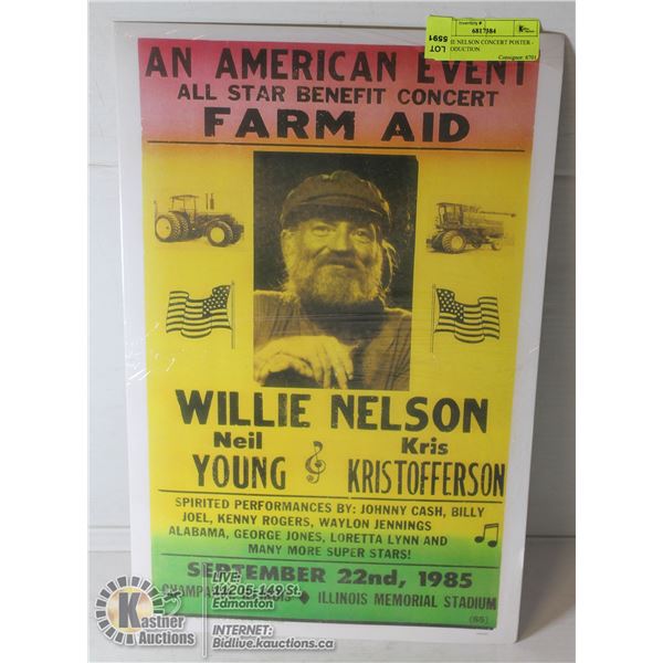 WILLIE NELSON CONCERT POSTER - REPRODUCTION WILLIE NELSON CONCERT POSTER - REPRODUCTION- NONE