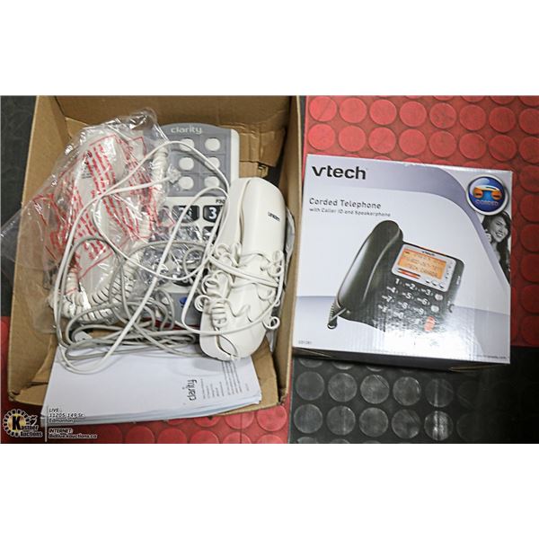 LARGE BUTTON HOME PHONES & A REGULAR HOME PHONE GENTLY USED, V-TECH AND CLARITY, AND UNIDEN