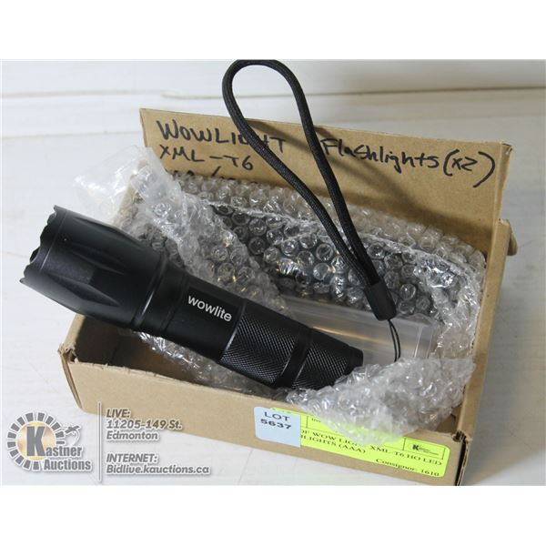 PAIR OF WOW LIGHT XML-T6 HO LED FLASHLIGHTS (AAA)