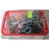 Image 1 : RED BASKET WITH OVER 40 SCISSORS (VARIOUS SIZES)