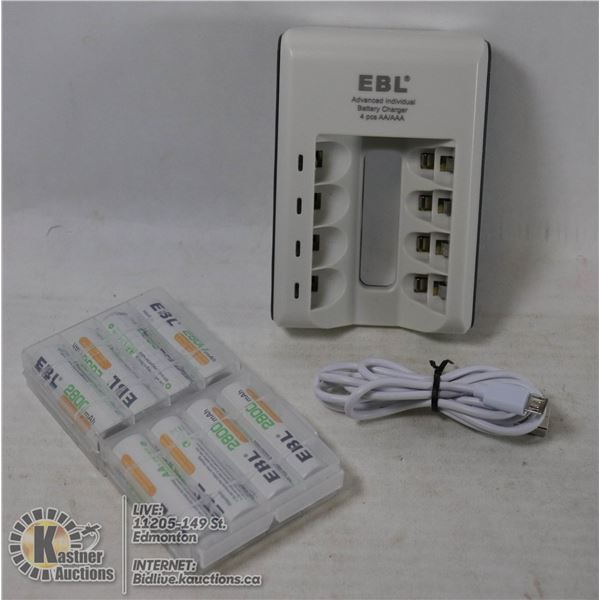 EBL 'AA' RECHARGEABLES 2800MAH 8 BATERIES & FAST CHARGER