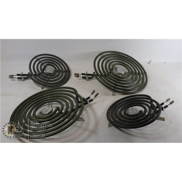 SET OF 4 STOVE BURNERS/ELEMENTS - 2 BIG 2 SMALL
