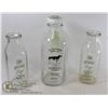Image 1 : 3 X MILK BOTTLES WITH MARKINGS