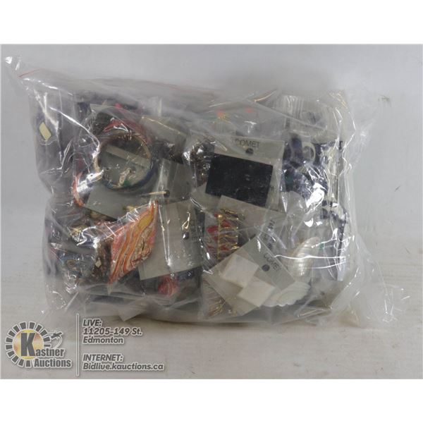 LARGE BAG OF WOOD CARVED JEWELRY NEW OLD STOCK