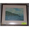 Image 1 : VINTAGE LES GOURLEY LITHOGRAPH FRAMED ST JOHN HARBOR, SIGNED