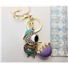 Image 1 : 32)  NEW RHINESTONE AND ENAMELLED CHICK EMERGING FROM EGG KEYCHAIN.  JEWLLERY