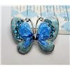 Image 1 : 27)  SHADES OF BLUE ENAMEL WITH RHINESTONES SILVER TONE BUTTERFLY BROOCH