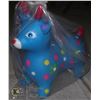Image 1 : TODDLER BLUE BOUNCY TOY SHAPED LIKE AN ANIMAL WITH POKA DOTS