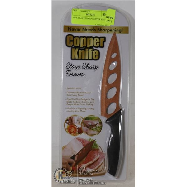 NEW STAYS SHARP COPPER KNIFE