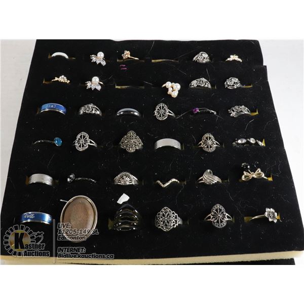 DISPLAY OF ESTATE RINGS VARIOUS STYLES AND SIZES
