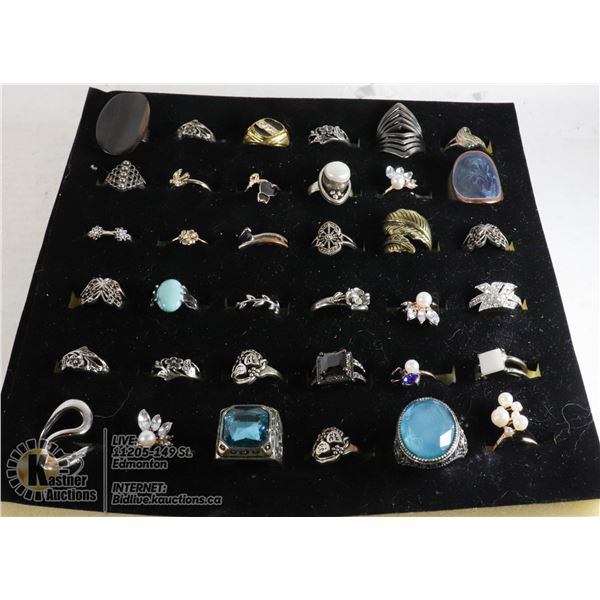 DISPLAY OF ESTATE RINGS VARIOUS STYLES AND SIZES