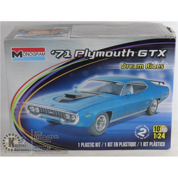 SEALED CONTENTS - '71 PLYMOUTH GTX MONOGRAM MODEL KIT.