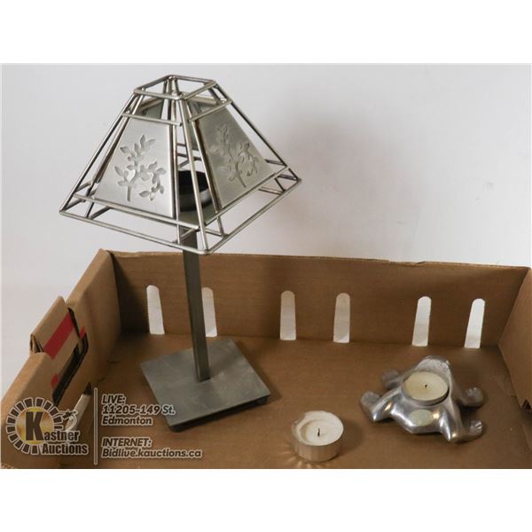 2 PC METAL TEA CANDLE HOLDER DECOR