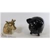 Image 1 : SIGNED CERAMIC PIGGY BANK & BRASS BULL BOTTLE OPENER.