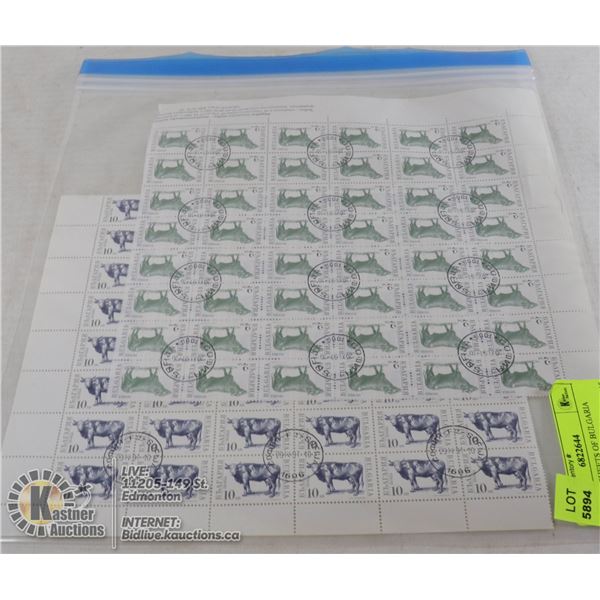 2 BLOCK SHEETS OF BULGARIA STAMPS
