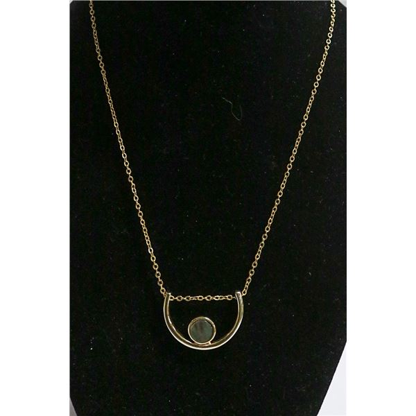 GOLD TONE UNIQUE INLAID ABALONE NECKLACE