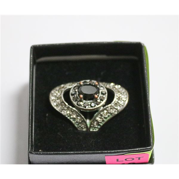LARGE BLACK DIAMOND DINNER RING