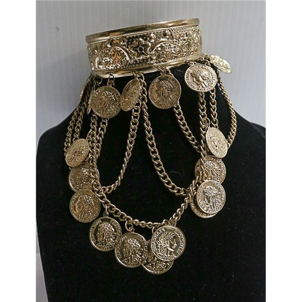 GOLD TONE COIN STYLE ARM BANGLE MAYA BRENNER