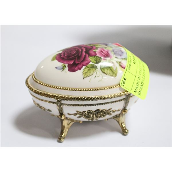 MADE IN ITALY HEAVY BRASS ENAMELLED ROSE BOX