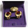 Image 1 : VINTAGE RED RHINESTONE EARRINGS AND PEARL RING