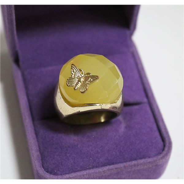 LARGE YELLOW BUTTERLY RING
