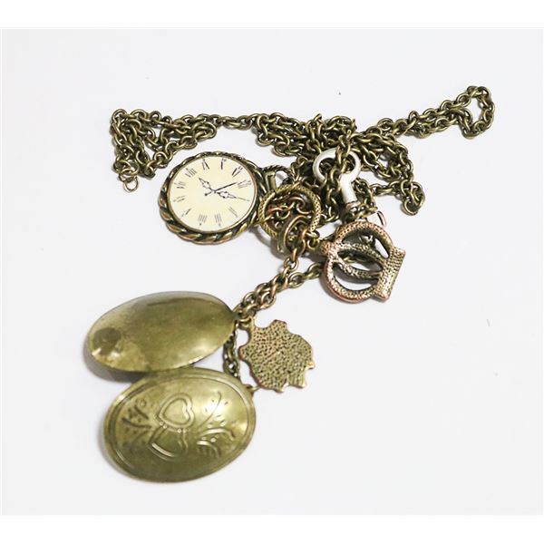 JUICY COUTURE LONG LOCKET MULTI CHARM NECKLACE