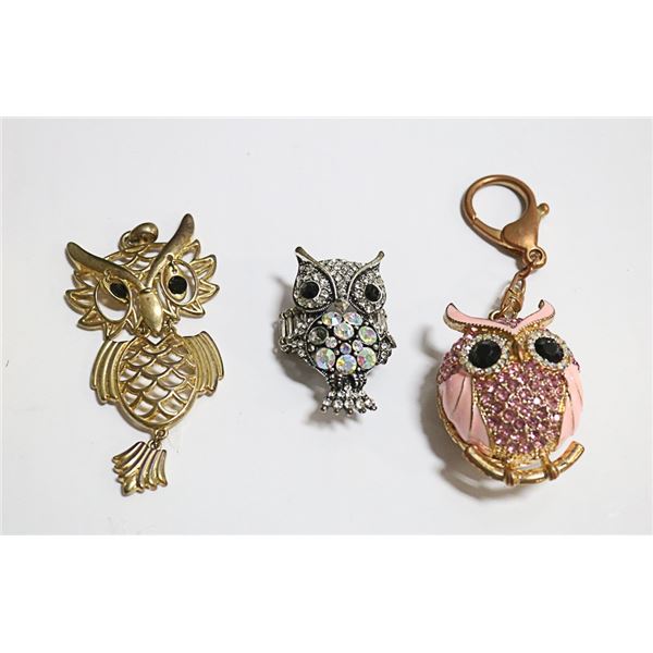 RHINESTONE OWL COLLECTION ALL TOGETHER