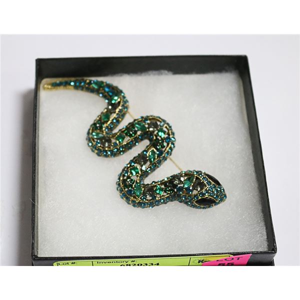 SNAKE RHINESTONE BROOCH