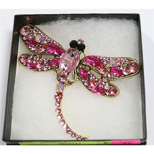 DRAGONFLY RHINESTONE BROOCH