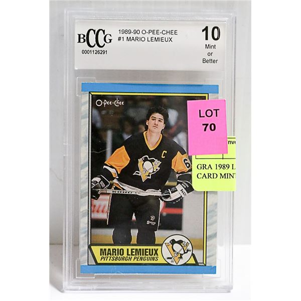 BCCG 1989 LEMIEUX # 1 GRADED CARD MINT 10