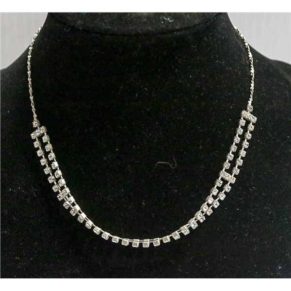 VINTAGE RHINESTONE DOUBLE STRAND NECKLACE