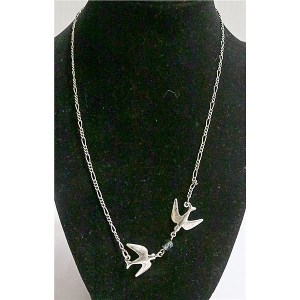 VINTAGE LOVE BIRDS SILVER NECKLACE